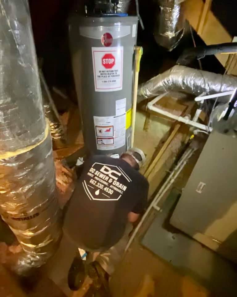 DC Sewer and Drain Hot Water Heater Installation
