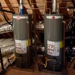 DC Sewer and Drain Residential Dual Water Heater Installation